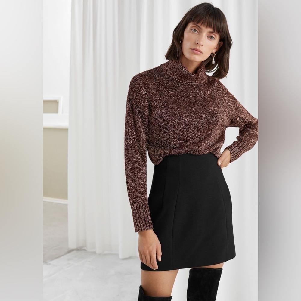 &Other Stories Tailored High Waisted Black Skirt (8)